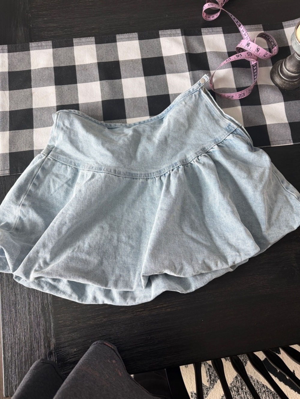 Madden Girl Light Blue Denim Skater Mini Skirt